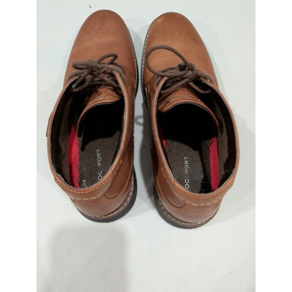ROCKPORT CLASSIC BREAK MEN'S SIZE 8.5 BROWN LEATHER CHUKKA BOOTS LACE UP SHOES
